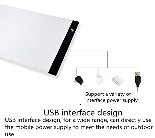 HJRUIUA A4 LED Caja de Luz Portátil con USB ultra fina para diseño, Caja De Luz dibujo y manualidades Táctil Plana Iluminación ajustable, ideal para animacion, tattoo, dibuja