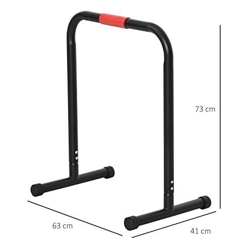 HOMCOM Barras Paralelas Training Soporte con Mango Extra Ancho para Flexiones Inclinadas Musculación Calistenia Dips 63x41x73 cm Negro