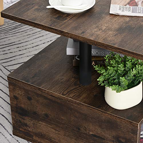 HOMCOM Mesa Lateral para Sofá Mesita de Centro para Salón Estilo Industrial Mesa Auxiliar en Forma de S con Estantes a 3 Niveles 48x48x48 cm Color Madera Envejecida