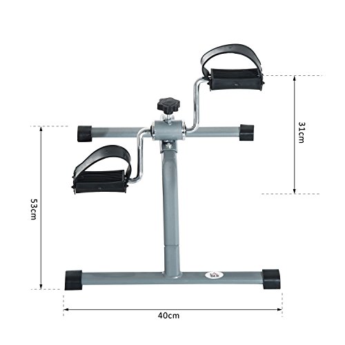 HOMCOM Mini Bicicleta Estática de Acero para Pedalear Aparato de Ejercicios 2 en 1 Brazos y Piernas 40x53x29cm