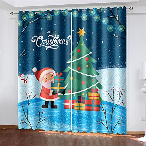 HOMEIEU Cortinas Opacas para Sala De Estar, Cortinas Navideñas 3D, Cortinas Suaves, Cortinas para Dormitorio (W80xH115cm-2PCS)