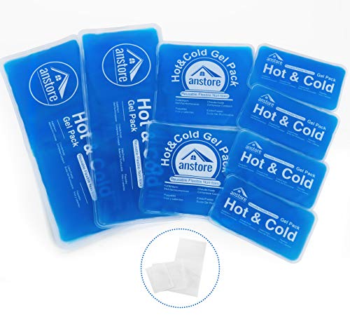 Homewit Compresas de gel frío y calor 10 piezas Gel Pack para lesiones y dolor de manos, codos, piernas, rodillas, pies, cabeza, espalda, dolor abdominal