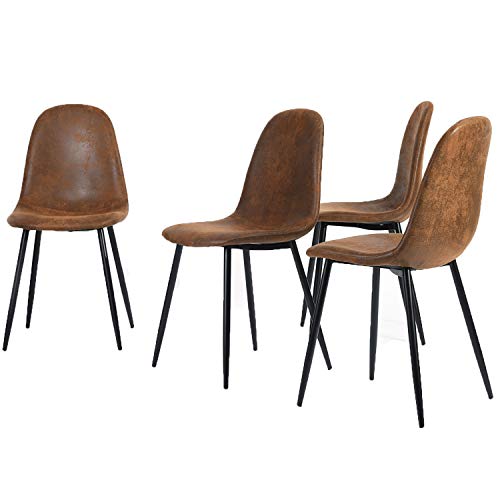 Homy Casa Dining Chairs Set de 4 sillas de Comedor Scandinavian Suede Retro Vintage Brown