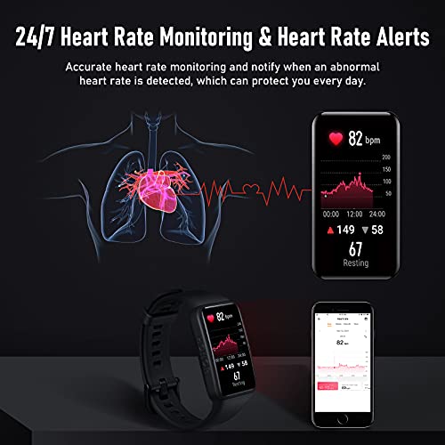 HONOR Band 6 SmartWatch, Pulsera Inteligente de Actividad, Monitor de Actividad, Monitor de Frecuencia Cardíaca SpO2, Fitness Tracker, 1.47" Pantalla AMOLED Reloj Inteligente para Mujer Hombre, Negro