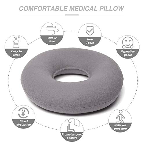 Houdian Cojín Redondo Inflable Almohada Soporte Lumbar con Bomba