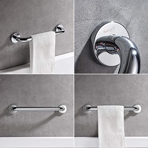 Ibergrif M34018 Asideros de Ducha, Asa Bañera, Pasamanos WC, Acero Inoxidable, Plata, 40CM, Metal, 40 CM