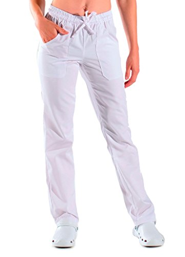 Isacco - Pantalones de trabajo unisex Robinson, color blanco Blanco M