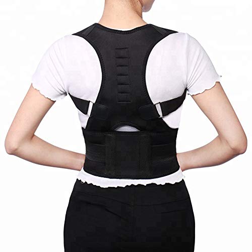 JIUYUE Corset Unisex Ajustable Magnético Hombro Corrector de Postura Dolor de Espalda Cinturón Corsé para La Parte Posterior Trasera Masculina Corrector Humpback (Color : Black, Size : XL)