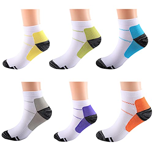 JUSTDOLIFE Sports Tobillo Calcetines Transpirable 6 Pares De Moda Soft Soft Castos Cortales Elásticos Cortales De Los Hombros Muchachos Muchacho Multos Mulicolor