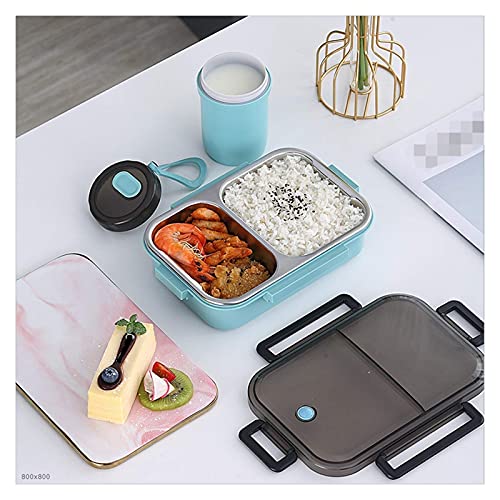 KUNKUN TAIMA Eco Amistoso A Prueba De Fugas Bento Almuerzo Extraíble Acero Inoxidable Bento Blonc Stock 2-Compartimiento Control De La Porción Contenedor De Alimentos (Color : Blue Box)