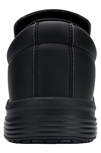 LARNMERN Zapatos de Servicio Hombre Mujer Impermeable Anti-Deslizante Calzado de Trabajo Cocinero Respirable Ligeros sin Cordones Cuero 43 EU Negro