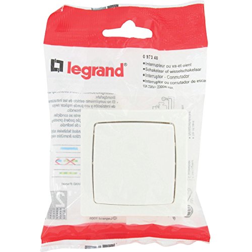 legrand 097340 Interruptor conmutador de superficie con marco, 2300 W, 230 V, Blanco