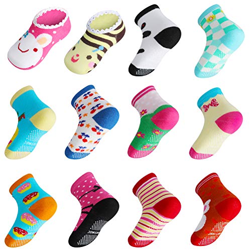 Lictin Calcetines Antideslizantes para Niños-14 Pares Calcetines para Bebés Unisex Calcetines Antideslizantes para Niños Diseño Unico Unisex para Bebés de 2-3 Años