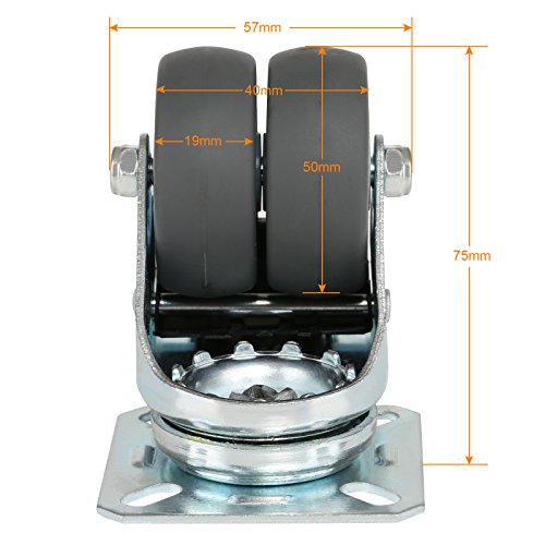 LIHAO 4 x Ruedas para Muebles Ruedas Silla Oficina Goma 50 mm Ruedas con Freno