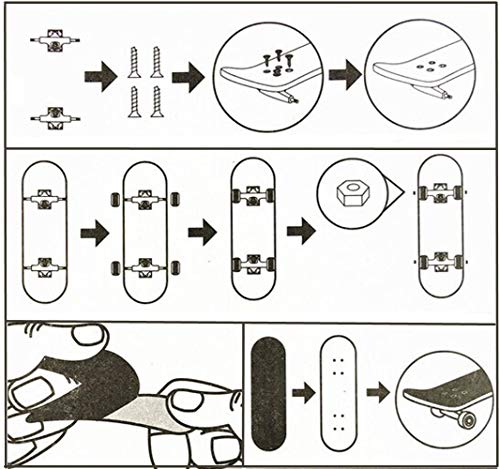 Linel Diapasones de Madera (Negro) 1 Pieza Madera de Arce + Diapasón de aleación Patinetas para Dedos con Caja Reducir la presión Regalos para niños DIY Toy Diapasones para niños