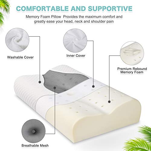 LITSPOT Almohada Cervical con Altura Ajustable Reduce Dolores Cervicales Forma Ergonómica Adecuada para Todos los Durmientes Cubierta de Fibra de Bambú（Gris）