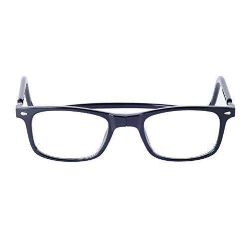 Magnéticas Gafas de lectura Plegables Negro +2.5 QIXU Presbicia Vista para Hombre y Mujer Montura Regulable Colgar del Cuello y Cierre con Imán +2.5(60-64 años)