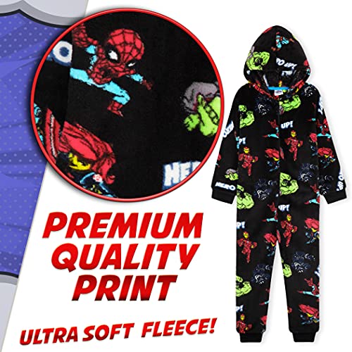 Marvel Avengers Pijama Entero Niño, Mono con Capucha De Los Vengadores, Regalo Niños 4-12 Años (5-6 años, Negro)