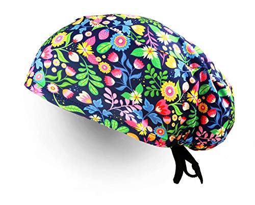 Mascarillas Chulas Gorro quirofano y enfermería unisex, adaptable con estampado de flores