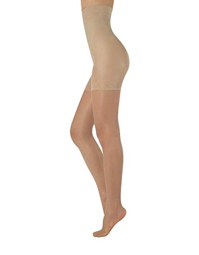 MEDIAS FINAS REDUCTORAS DE TALLE ALTO | PANTY CON COMPRESION MEDIA | NATURAL, NEGRO | 20 DEN | S, M, L, XL | CALCETERÍA ITALIANA | (M, NATURAL)