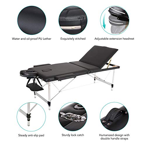 Mesa de masaje ajustable plegable portátil aluminio cosmética terapia belleza