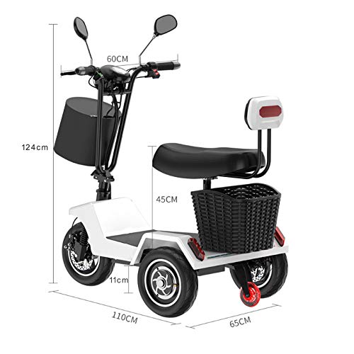 MILECN Scooter Eléctrico de 3 Ruedas para Personas, Motor De 12AH 500W, Scooter para Ancianos, Plegable, Resistencia 45Km