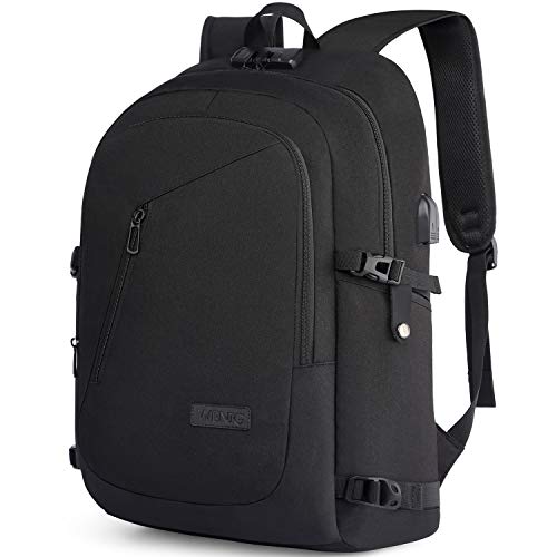 Mochila Portátil Hombre 17.3 Pulgadas Antirrobo Impermeable Mochila Portatil Trabajo Gran Capacidad Mochila para Portatil con Puerto de Carga USB Mochila Ordenador para Viaje Diario Escolar - Negro