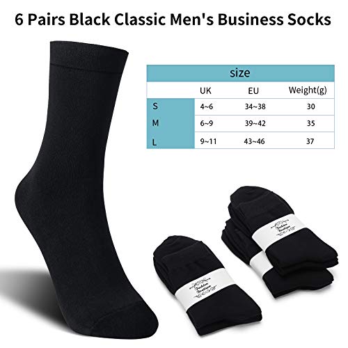 MOSOTECH 6 Pares Calcetines para Hombre y Mujer, Unisex Basic Transpirables Calcetines de Algodón, Cómodos Calcetines sin Costuras, Negro