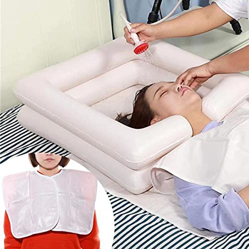 MTYQE Lavabo Inflable para el Cabello, con Bolsa de Ducha y teleducha, portátil, Apto para Ancianos, Embarazadas y Pacientes encamados