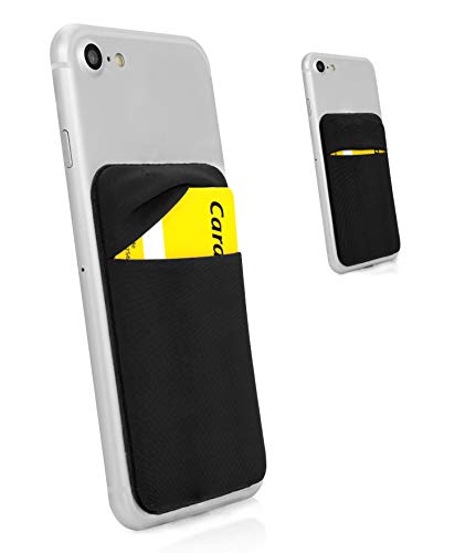 MyGadget Tarjetero Adhesivo para Funda Móvil con Tapa - Porta Tarjetas de Crédito con Bloqueo RFID - Card Holder para Apple iPhone, Samsung, Huawei - Negro