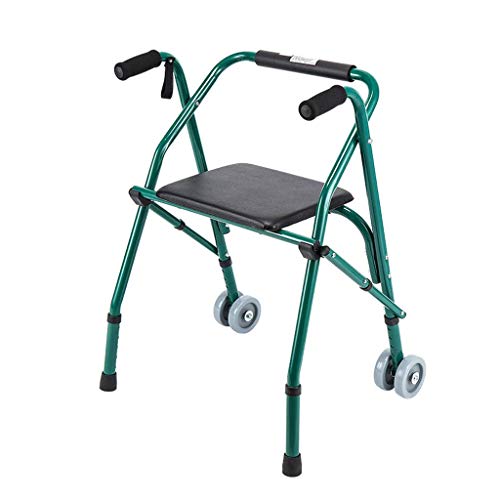 N / A Standard Walking Frames Walking Aids Lightweight Aluminium Frames Fing Rollator Walker for Seniors with Seat and Wheels Adjustable Height Rolling Mobility Aid, Green