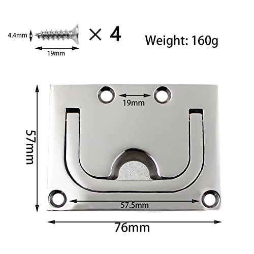 NAMIS Trampilla para Botes, Acero Inoxidable Tirar de la escotilla Hatch Latch Slam Latch, Manija ahuecada del tirón de la portilla del Barco del Acero Inoxidable para yate Marino(57 x 76mm)