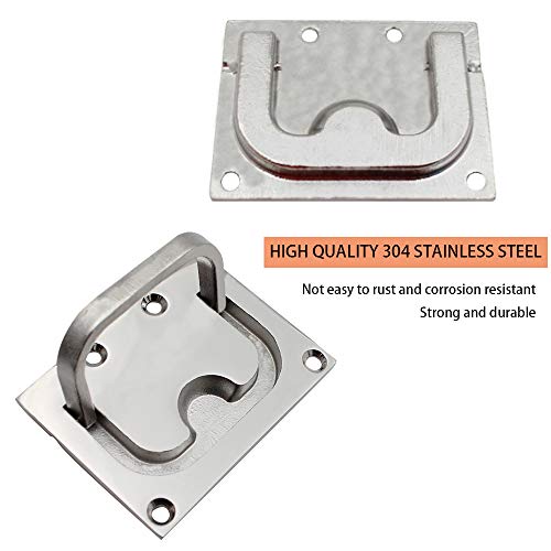 NAMIS Trampilla para Botes, Acero Inoxidable Tirar de la escotilla Hatch Latch Slam Latch, Manija ahuecada del tirón de la portilla del Barco del Acero Inoxidable para yate Marino(57 x 76mm)