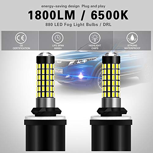 NATGIC 880 886 890 892 Bombillas LED Xenon White 1800LM 3014SMD Chipsets 78-EX con Lente para proyector de luz antiniebla Luz Diurna, 6500K, 12-24V (Paquete de 2)