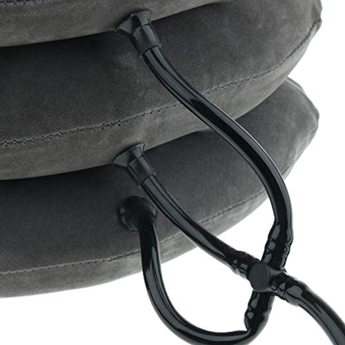 NC Cojín Inflable Del Dispositivo Del Cuello de La Almohada de La Tracción Del Cuello Cervical de La Terapia Casera - gris