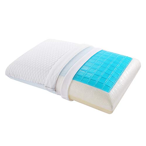 NESAILA Almohadas Viscoelastica, Almohada Gel con Gel Refrescante, Almohada Cervical para Dormir Boca Abajo y Boca Abajo, Suave y Cómoda, Almohada Refrescante con Funda de Almohada Lavable, CertiPUR