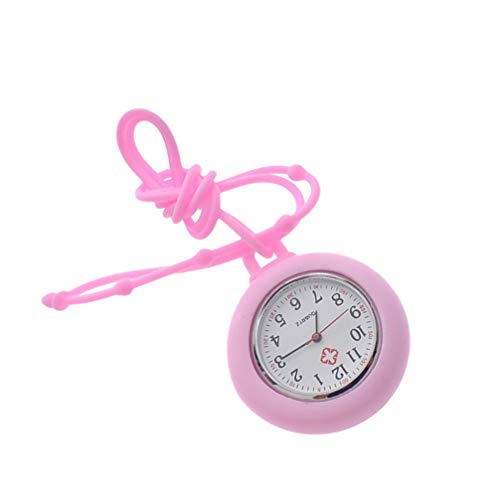 NICERIO Enfermera Reloj de Bolsillo Reloj Médico Silicona Enfermera Reloj Colgante de Bolsillo Color Sólido Enfermera Reloj Redondo - Color Aleatorio de Cuerda