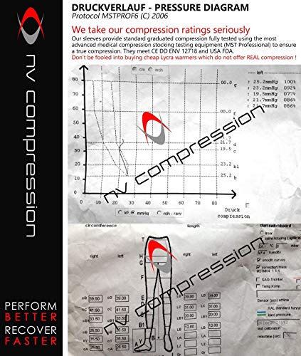 NV Compression 365 Calentadores de pantorrilla de compresión Negros - Compression Calf Sleeves - Black - For Sports Recovery, Work, Flight - Running, Cycling, Soccer, Rugby, Fitness, Gym, Golf, Tennis, Triathlon (Negro/Rojo, Large)