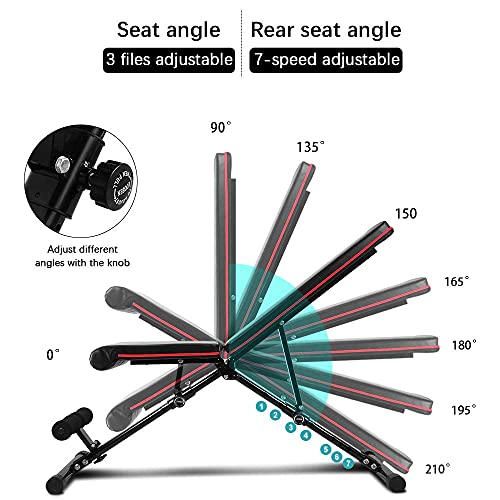 ONETWOFIT banco de musculacion, Banco de Peso Ajustable, Banco Ajustable de Utilidad para Entrenamiento de Cuerpo Completo, Bancos de Declinación Inclinación Plegable Multipropósito OT112