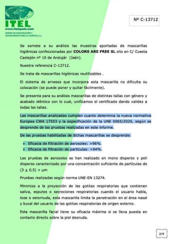 PACK SEMANAL DE 7 mascarilla tela homologada - NIÑO PEQUEÑO - mascarillas tela homologadas lavables y mascarilla reutilizable - mascarillas reutilizables homologadas Talla Infantil