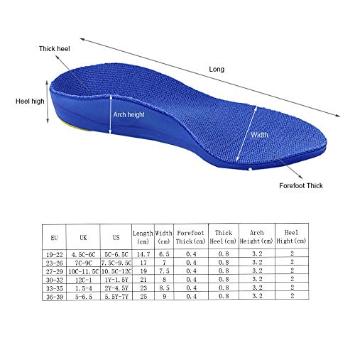 Plantillas Ortopédicas Para Niños Comfort Athletic Poly Urethane Gel Inserciones Deportivas Para Niños Cojín Del Talón Para Pies Planos Soporte Para El Arco Dolor En El Pie 23cm