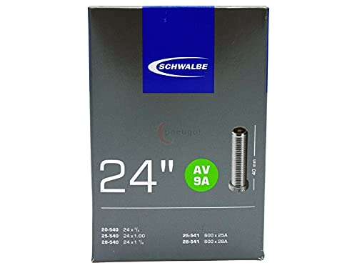 pneugo! Schwalbe 20-540/28-541AV9A - Cámara de aire para bicicleta (2 unidades, 24", con válvula automática y 3 desmontadores de neumáticos)