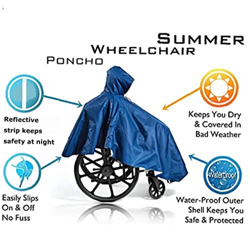 Poncho de silla de ruedas pesado Poncho reutilizable Full impermeable Cobertura delantero Cobertura con silla de ruedas Cape para personas mayores discapacitadas