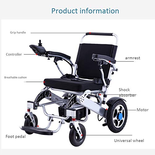 Power Plegable Wheelchair for Minusválido Mayor Anciano Coche de Viaje Completamente Automatico Doblez Ligero Silla Ruedas Cuatro Rondas Batería de Litio Ayudas for Caminar ALGFree (Color : B)