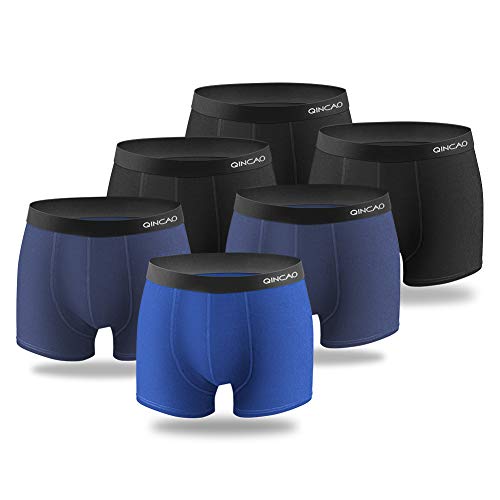 QINCAO Bóxers Ajustados para Hombre, Paquete de 6 Piezas, Calzoncillos Hombre, Boxer Algodon, Ropa Interior Cómoda para Hombres