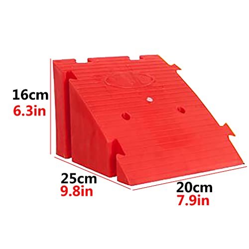 Rampa Portátil Roja con Escalón de 16 Cm / 19 Cm de Altura Pendiente Para Silla de Ruedas Diseño a Presión Longitud 25 * Ancho 20 Cm Peso del Rodamiento 1900 Kg Protección del Medio Ambiente y Sin