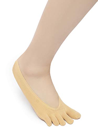 SendYouShine Mujer Respirable Calcetines del dedo del pie Compresión Calcetines Forro de Corte Ultra Bajo Antideslizante con lengüeta de gel Calcetines para correr yoga Ortopédicos Calcetines 36-42