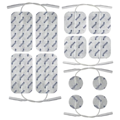 Set de 12 electrodos variados axion | electrodos TENS EMS para electroestimuladores con conexión clavija o banana de 2 mm | Parches adhesivos tens ems