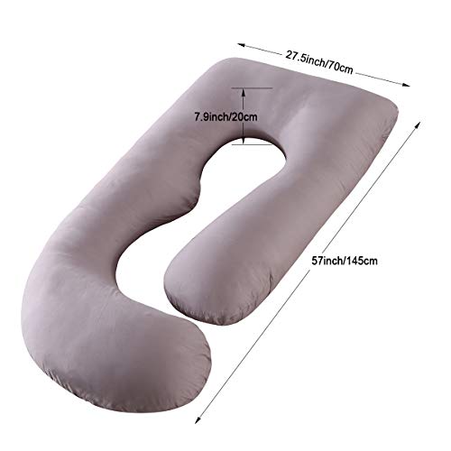 SHANNA Almohada de Embarazo,Almohada de Apoyo para Maternidad, Almohada de Cuerpo Completo, Apoyo Mejorado en Forma de G para Espalda,Caderas,piernas,Vientre Mujeres Embarazadas (Gris Claro)