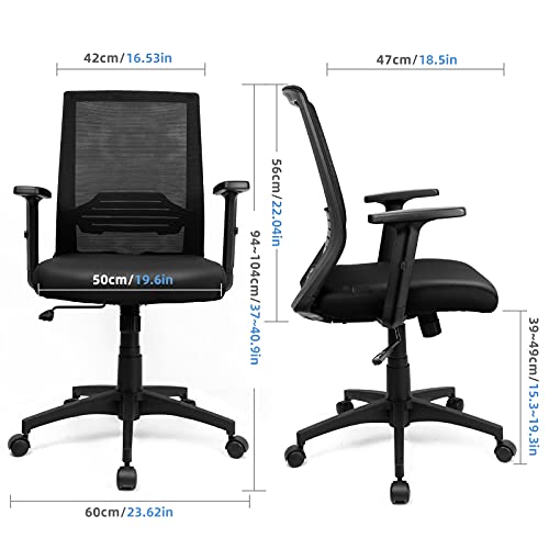 Silla de Oficina Silla Escritorio ergonómica Silla Giratoria Transpirable con Reposabrazos Ajustables, Función Inclinable 30 ° Silla Ergonómica,Silla oficina Soporte Lumbar Carga Máx 120 KG